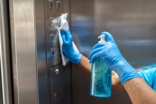 Office lift sanitizing