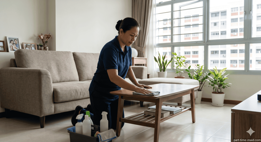 Authentic communication between homeowner and professional cleaner in Singapore home